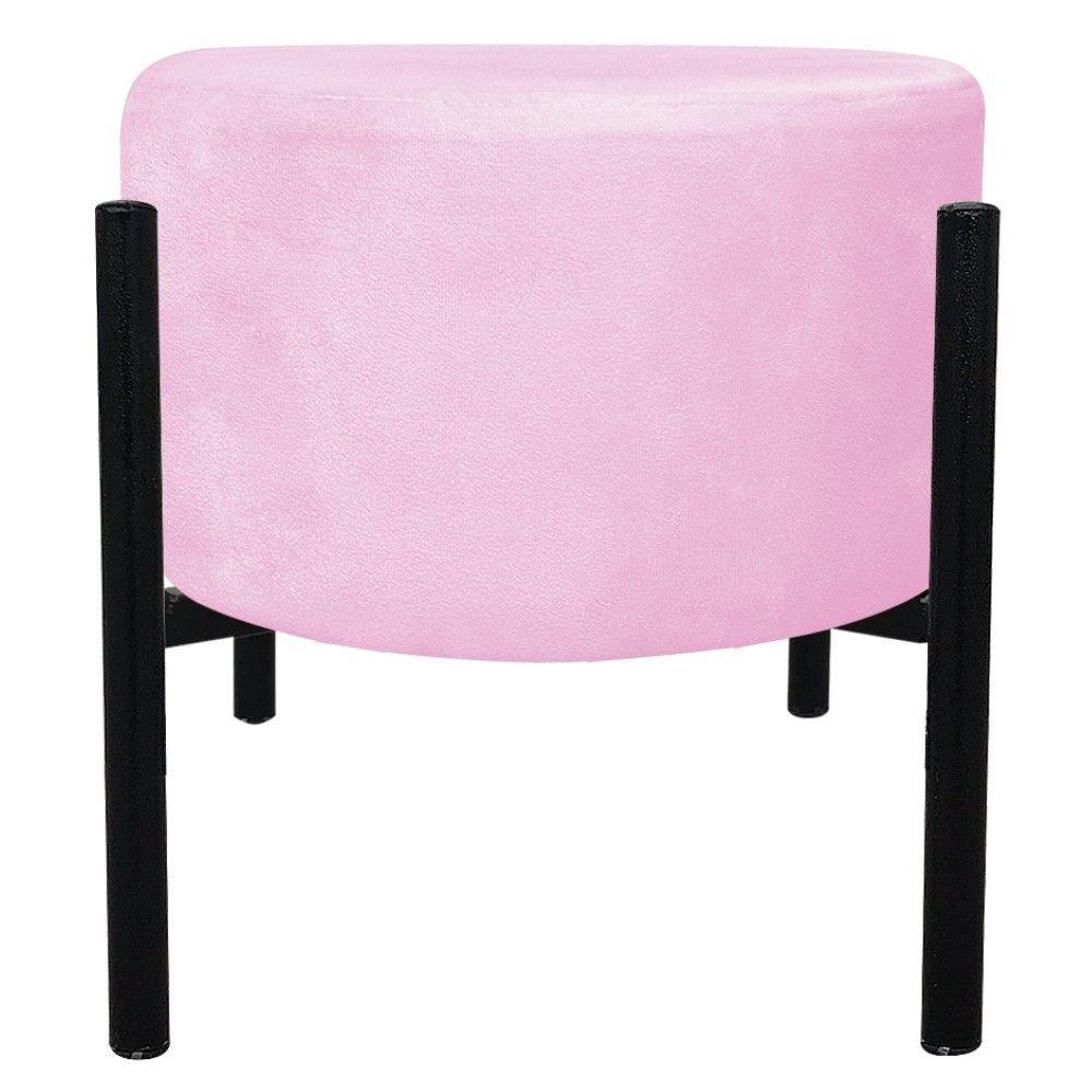 Kit 02 Puffs Iron Suede Rosa Bebê Base Palito D´rossi - 9