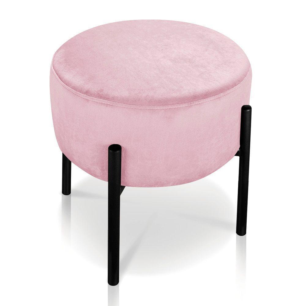 Kit 02 Puffs Iron Suede Rosa Bebê Base Palito D´rossi - 12