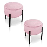 Kit 02 Puffs Iron Suede Rosa Bebê Base Palito D´rossi - 1