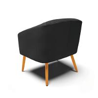 Kit 02 Poltronas Corino Preto Pés Palito Castanho