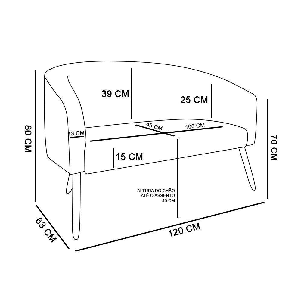 Kit 1 Namoradeira 2 Lugares E 2 Poltronas Branco Pés Palito - 1