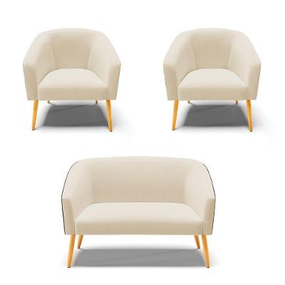 Kit 01 Namoradeira 02 Lugares E 02 Poltronas Preto Bege A19