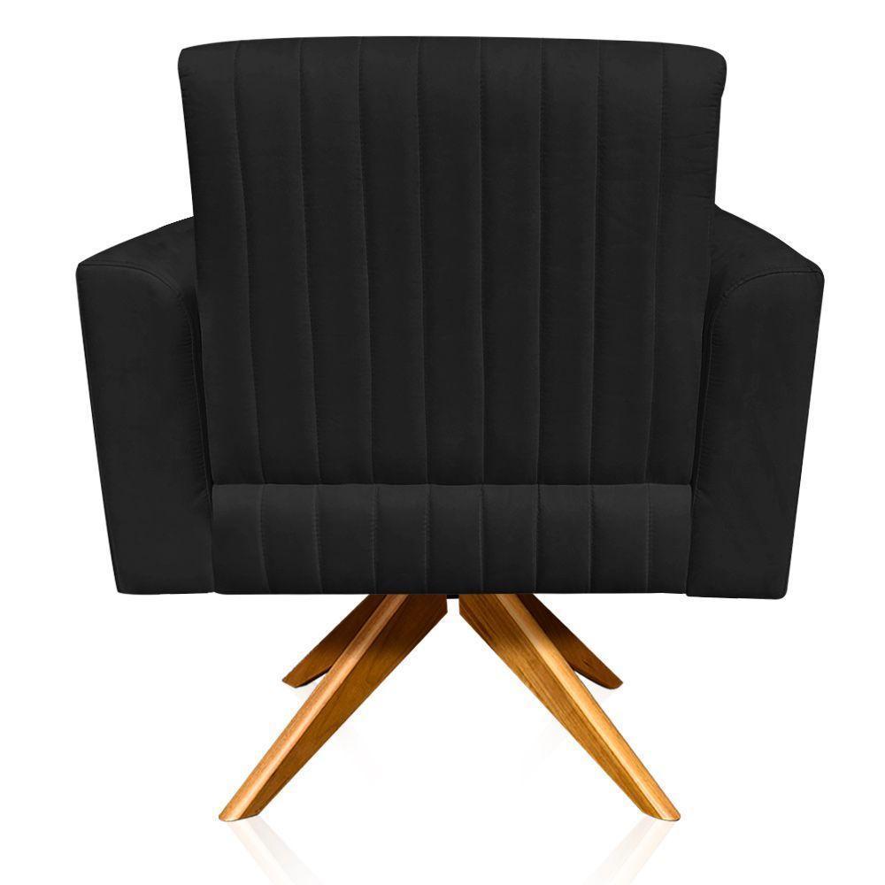Poltrona Giratória Viena Gomada Base Madeira Ma30 Cor Preto - 6
