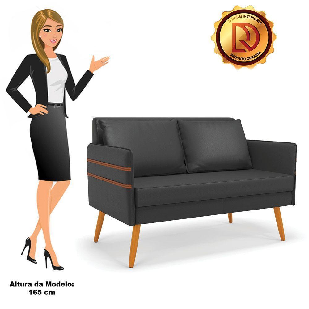 Namoradeira 02 Lugares Mari Corino Preto Pés Palito Castanho - 3