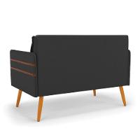 Namoradeira 02 Lugares Mari Corino Preto Pés Palito Castanho - 5