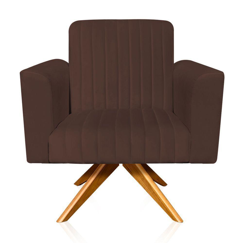 Poltrona Giratória Viena Gomada Base Madeira Ma30 Cor Marrom - 1