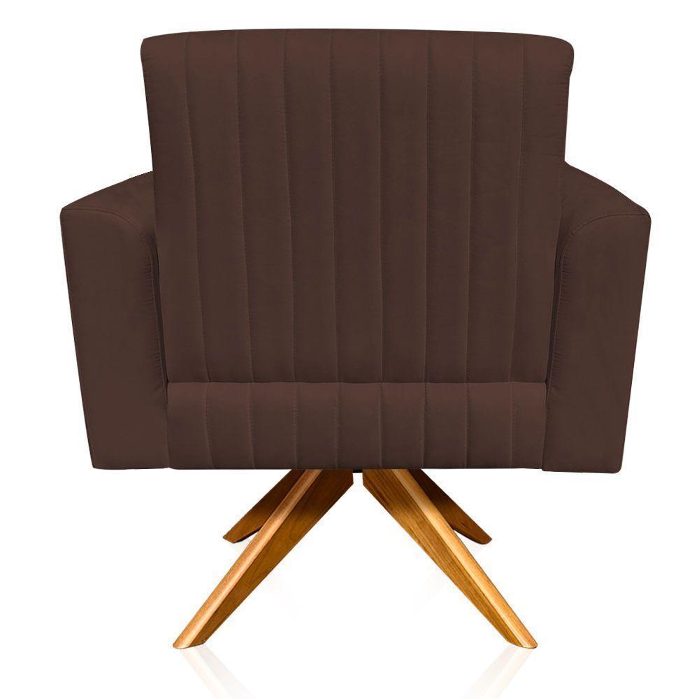 Poltrona Giratória Viena Gomada Base Madeira Ma30 Cor Marrom - 6