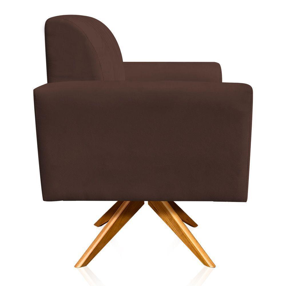 Poltrona Giratória Viena Gomada Base Madeira Ma30 Cor Marrom - 7