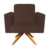Poltrona Giratória Viena Gomada Base Madeira Ma30 Cor Marrom - 1