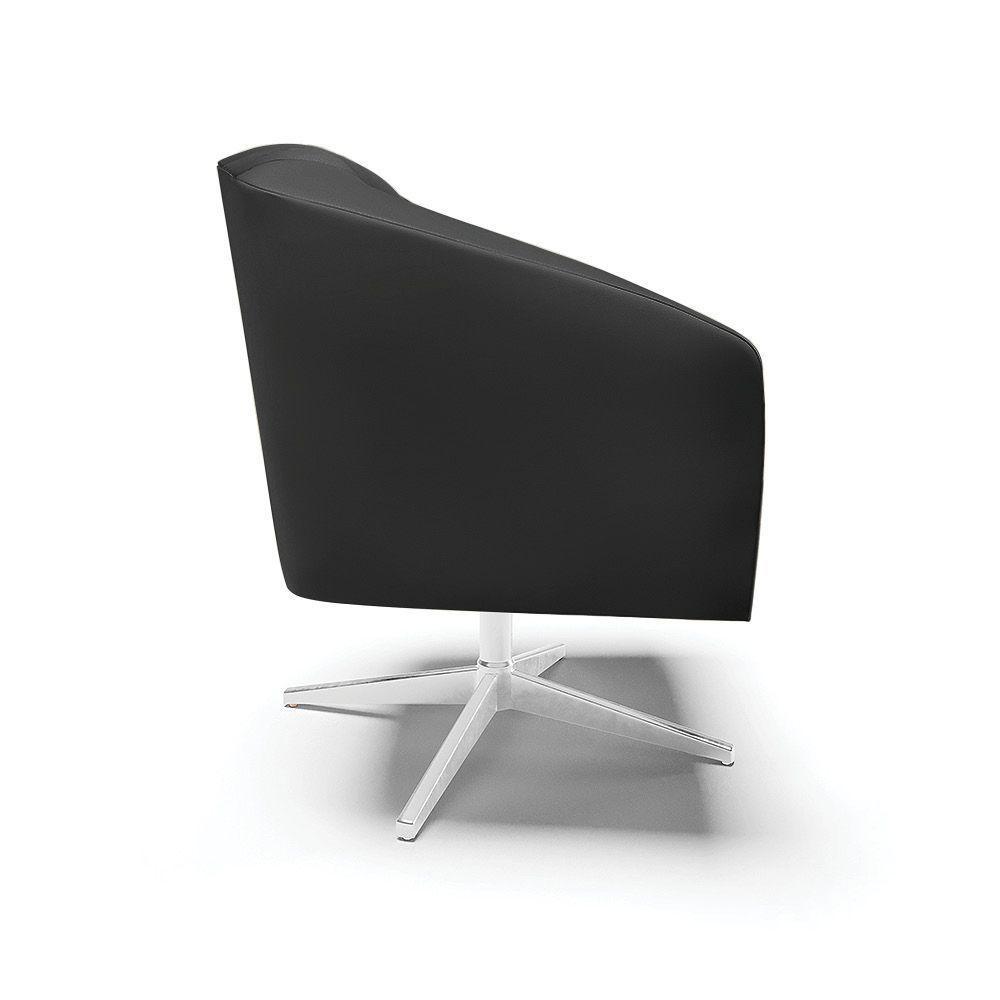 Poltrona Giratória Stella Corino Preto Base Cromada - 6