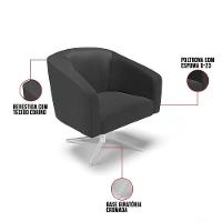 Poltrona Giratória Stella Corino Preto Base Cromada - 3