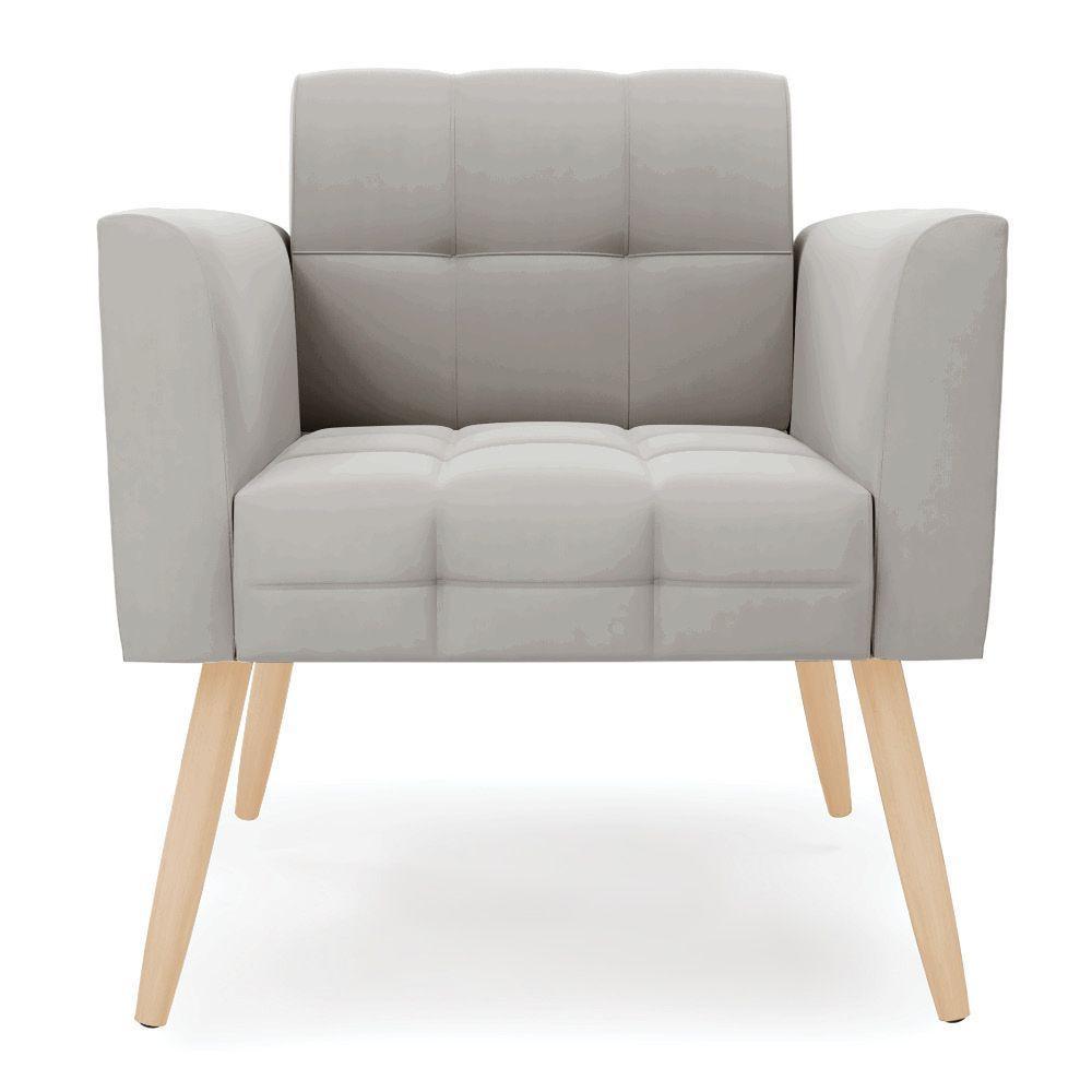 Poltrona Elisa Veludo Cinza Pés Palito Natural - D'rossi - 7