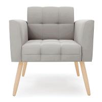 Poltrona Elisa Veludo Cinza Pés Palito Natural - D'rossi - 7