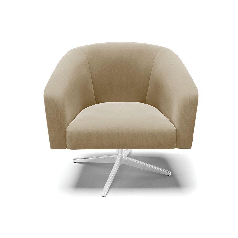 Kit 02 Poltronas Suede Base Cromada Marrom Rato - 7