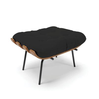 Puff Costela Veludo Base Metálica Preto - D'Rossi Cor Preto