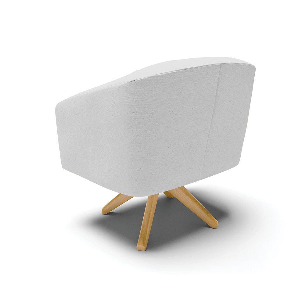 Poltrona Giratória Stella Linho Base Madeira Ma30 A05 Cinza - 5