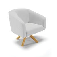 Poltrona Giratória Stella Linho Base Madeira Ma30 A05 Cinza - 1