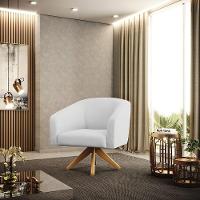 Poltrona Giratória Stella Linho Base Madeira Ma30 A05 Cinza - 8