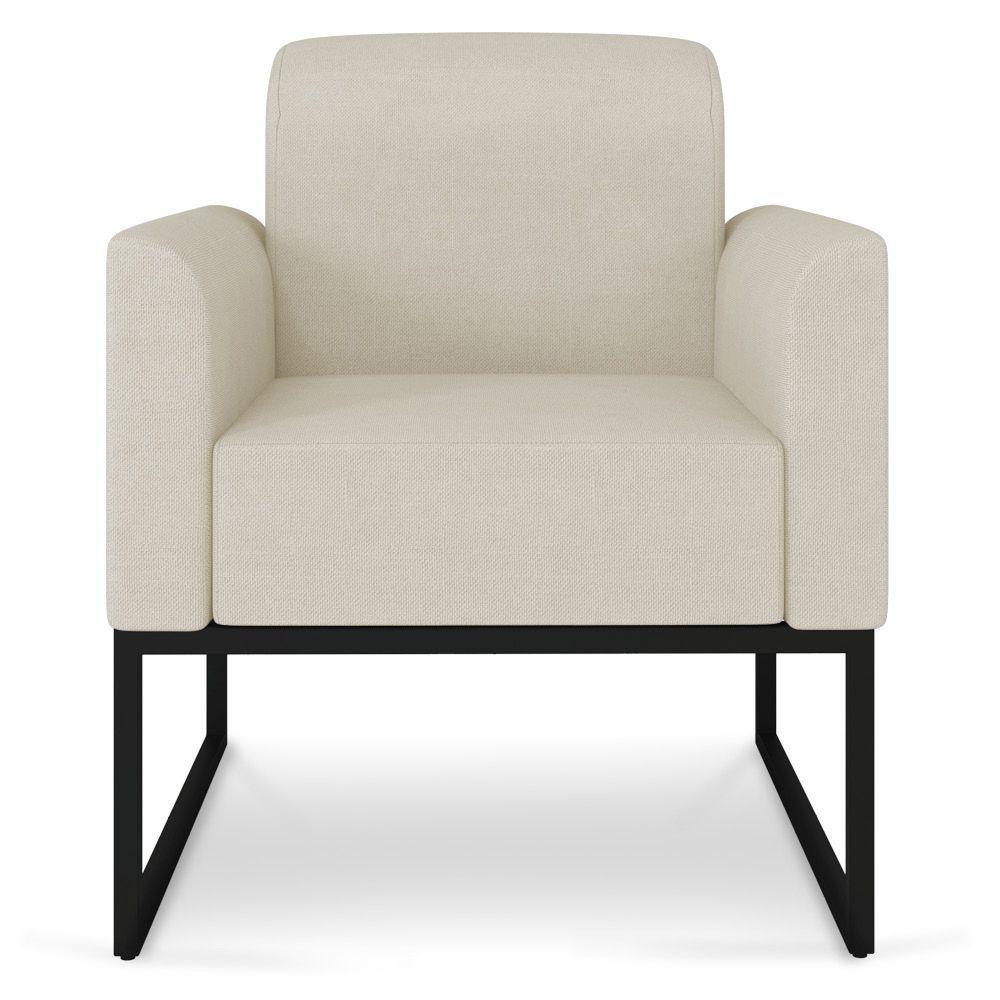 Poltrona Marisa Linho Preto Cor A19 Grosso Bege - 4