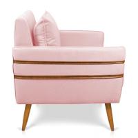 Poltrona Mari Suede Rosa Bebê Pés Palito Castanho - D'rossi - 5