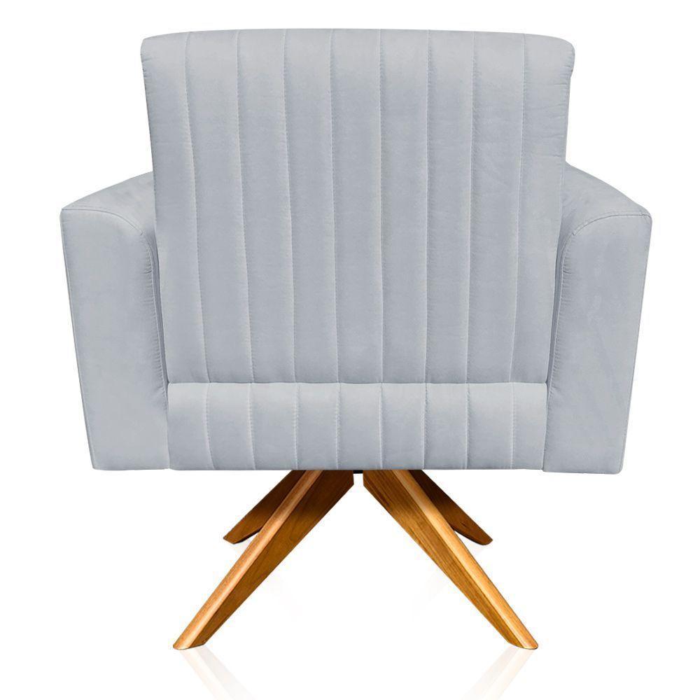 Poltrona Giratória Viena Gomada Base Madeira Ma30 Cor Cinza - 6