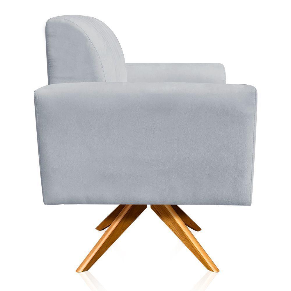 Poltrona Giratória Viena Gomada Base Madeira Ma30 Cor Cinza - 7