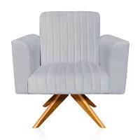 Poltrona Giratória Viena Gomada Base Madeira Ma30 Cor Cinza - 1