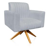 Poltrona Giratória Viena Gomada Base Madeira Ma30 Cor Cinza - 8