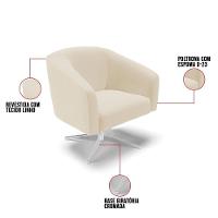 Kit 02 Poltronas Linho Base Cromada A19 Bege - 3