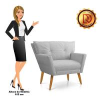 Kit 02 Poltronas Linho Fino Bege Strass Pés Palito Castanho - 7