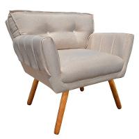 Kit 02 Poltronas Linho Fino Bege Strass Pés Palito Castanho - 9