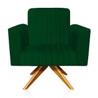 Poltrona Giratória Viena Gomada Base Madeira Ma30 Cor Verde - 1