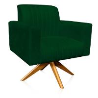 Poltrona Giratória Viena Gomada Base Madeira Ma30 Cor Verde - 5