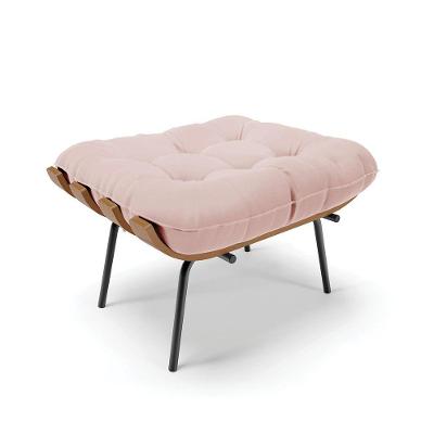 Puff Costela Veludo Base Metálica Preto - D'Rossi Cor Rose