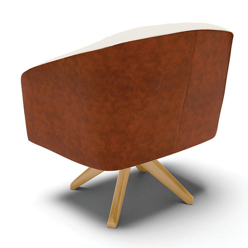 Kit 02 Poltronas Corano Nozes Com Linho Bege A19 - 5