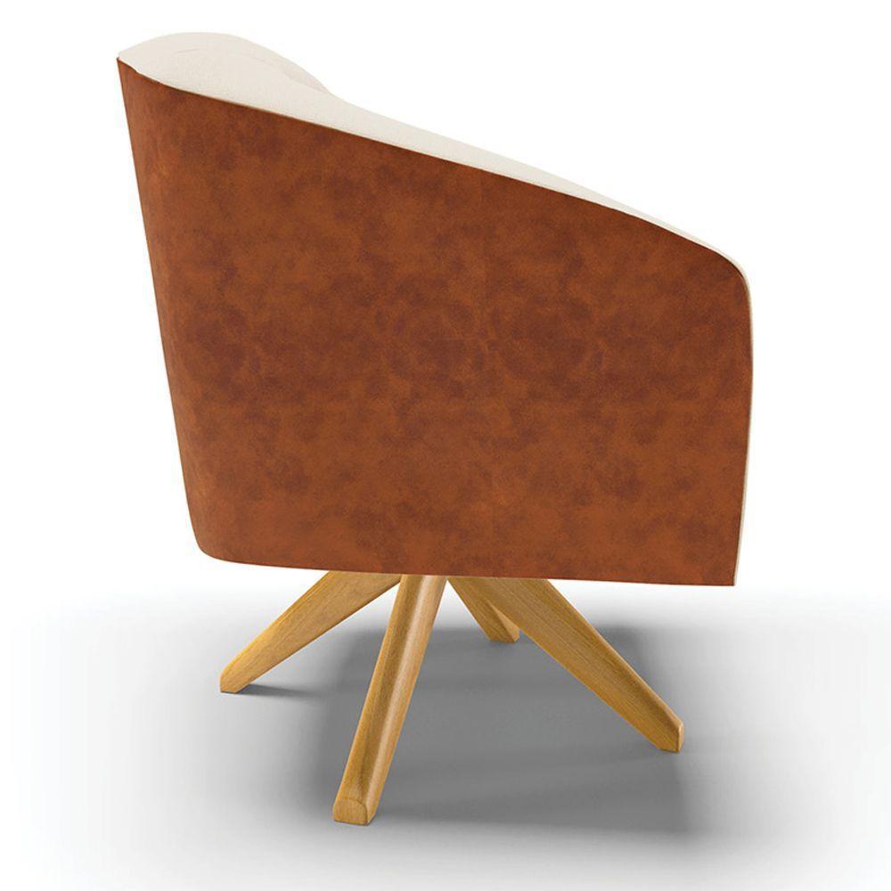 Kit 02 Poltronas Corano Nozes Com Linho Bege A19 - 6