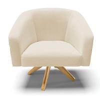 Kit 02 Poltronas Corano Nozes Com Linho Bege A19 - 7