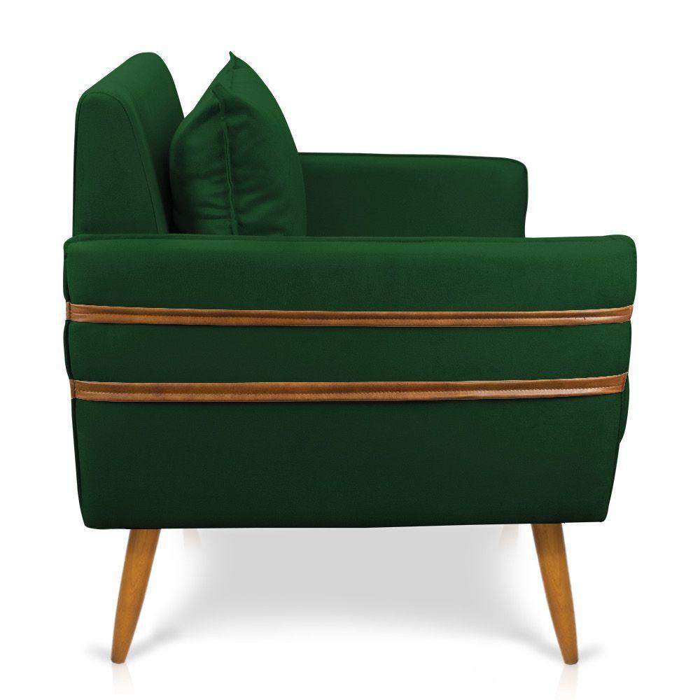 Poltrona Mari Suede Verde Pés Palito Castanho - D'rossi - 5