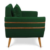 Poltrona Mari Suede Verde Pés Palito Castanho - D'rossi - 5