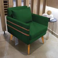 Poltrona Mari Suede Verde Pés Palito Castanho - D'rossi - 7