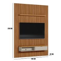 Painel Ripado Marisa Com 1 Nicho Com Tampo Engrossado E 1 Prateleira Nature E Off White 180x250 Cm - 2