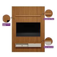 Painel Ripado Marisa Com 1 Nicho Com Tampo Engrossado E 1 Prateleira Nature E Off White 180x250 Cm - 3