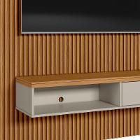 Painel Ripado Marisa Com 1 Nicho Com Tampo Engrossado E 1 Prateleira Nature E Off White 180x250 Cm - 6