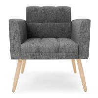 Kit 2 Poltronas Elisa Linho Grafite A26 Pés Palito Natural - D'rossi - 3