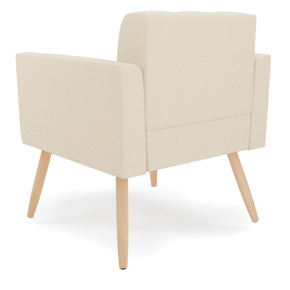 Kit 2 Poltronas Elisa Linho Bege A19 Pés Palito Natural - D'rossi - 5