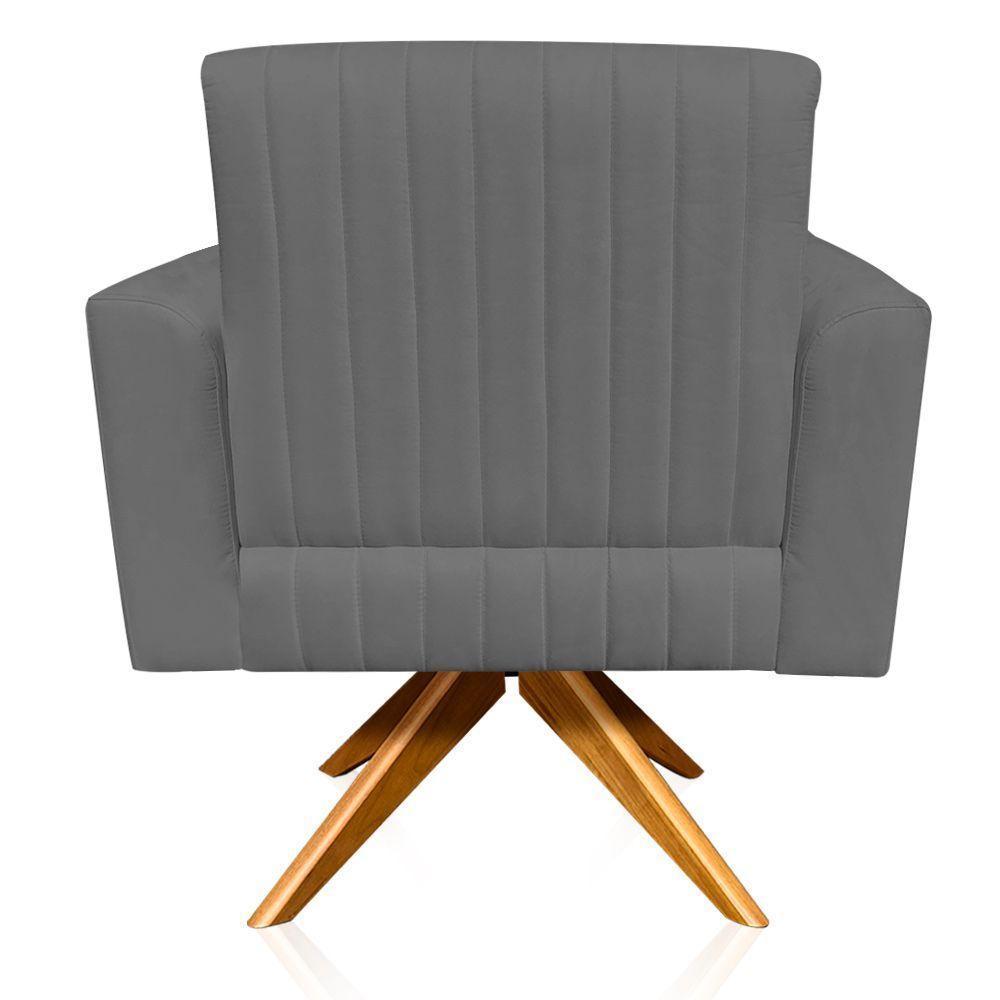 Poltrona Giratória Viena Gomada Base Madeira Ma30 Grafite - 6