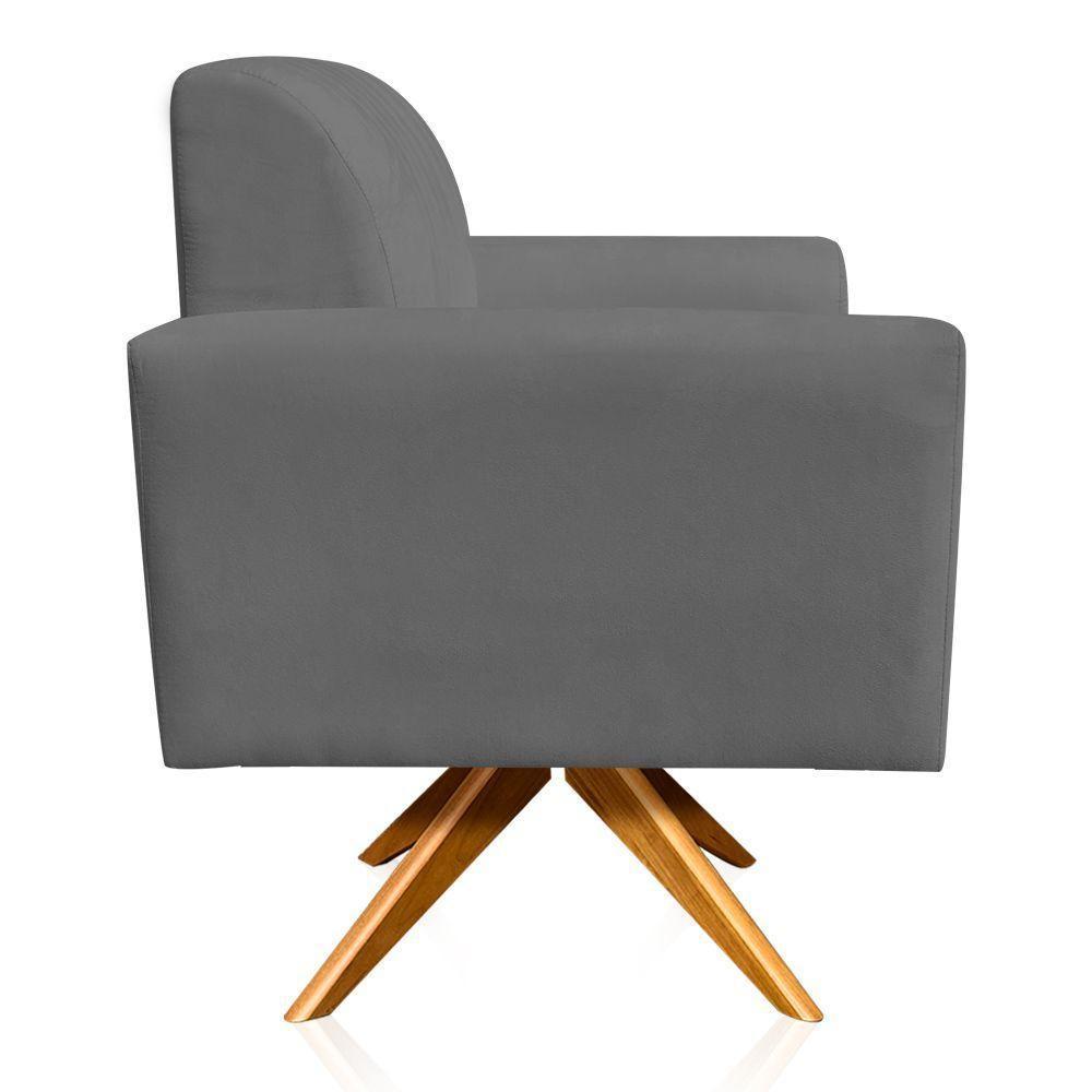 Poltrona Giratória Viena Gomada Base Madeira Ma30 Grafite - 7