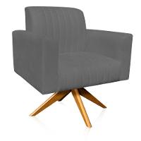 Poltrona Giratória Viena Gomada Base Madeira Ma30 Grafite - 8