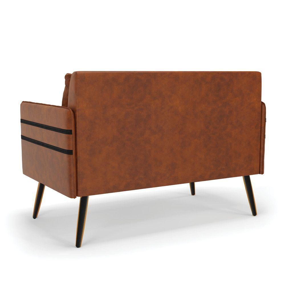 Namoradeira 02 Lugares Mari Corano Pés Palito De Ferro Nozes - 5