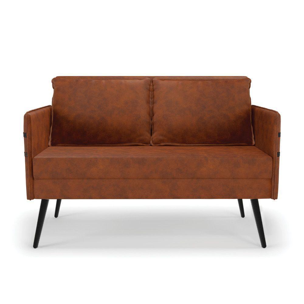 Namoradeira 02 Lugares Mari Corano Pés Palito De Ferro Nozes - 7